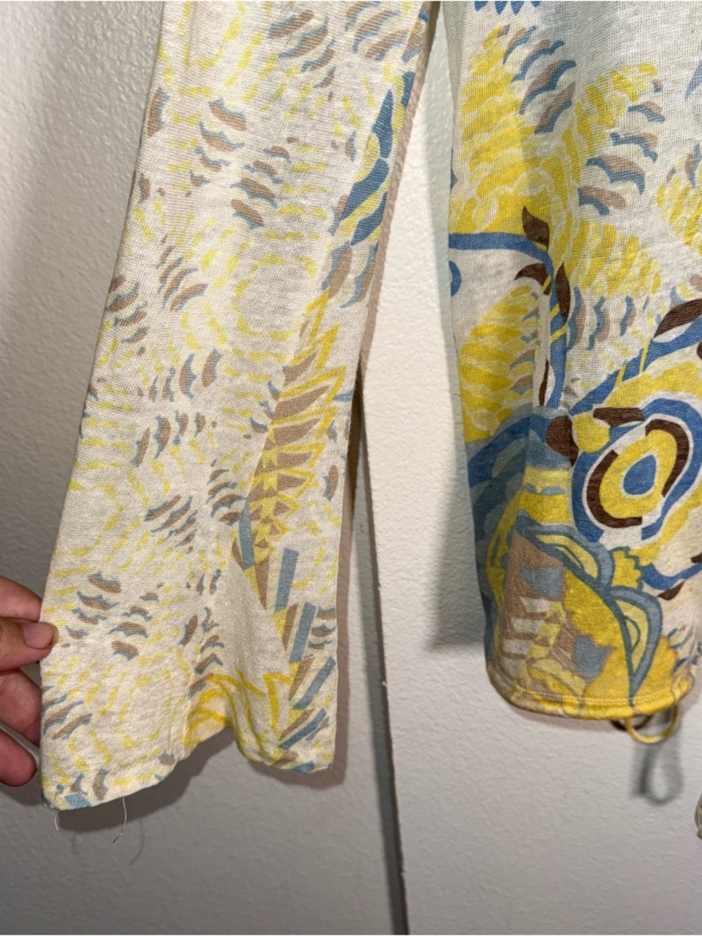 ELIE TAHARI linen blend lightweight beachy flare sleeve summer blouse M - Picture 5 of 6